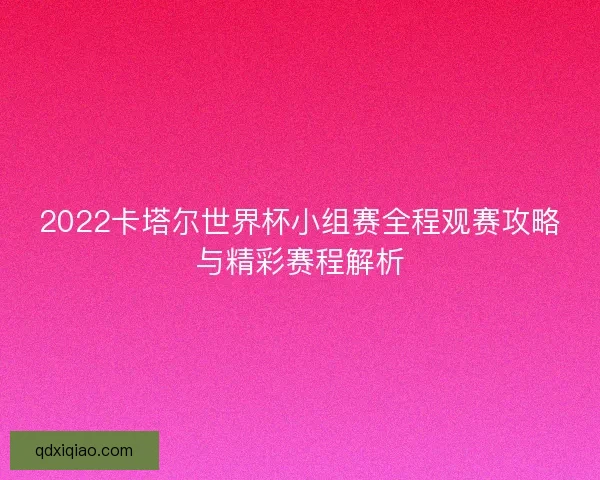 2022卡塔尔世界杯小组赛全程观赛攻略与精彩赛程解析
